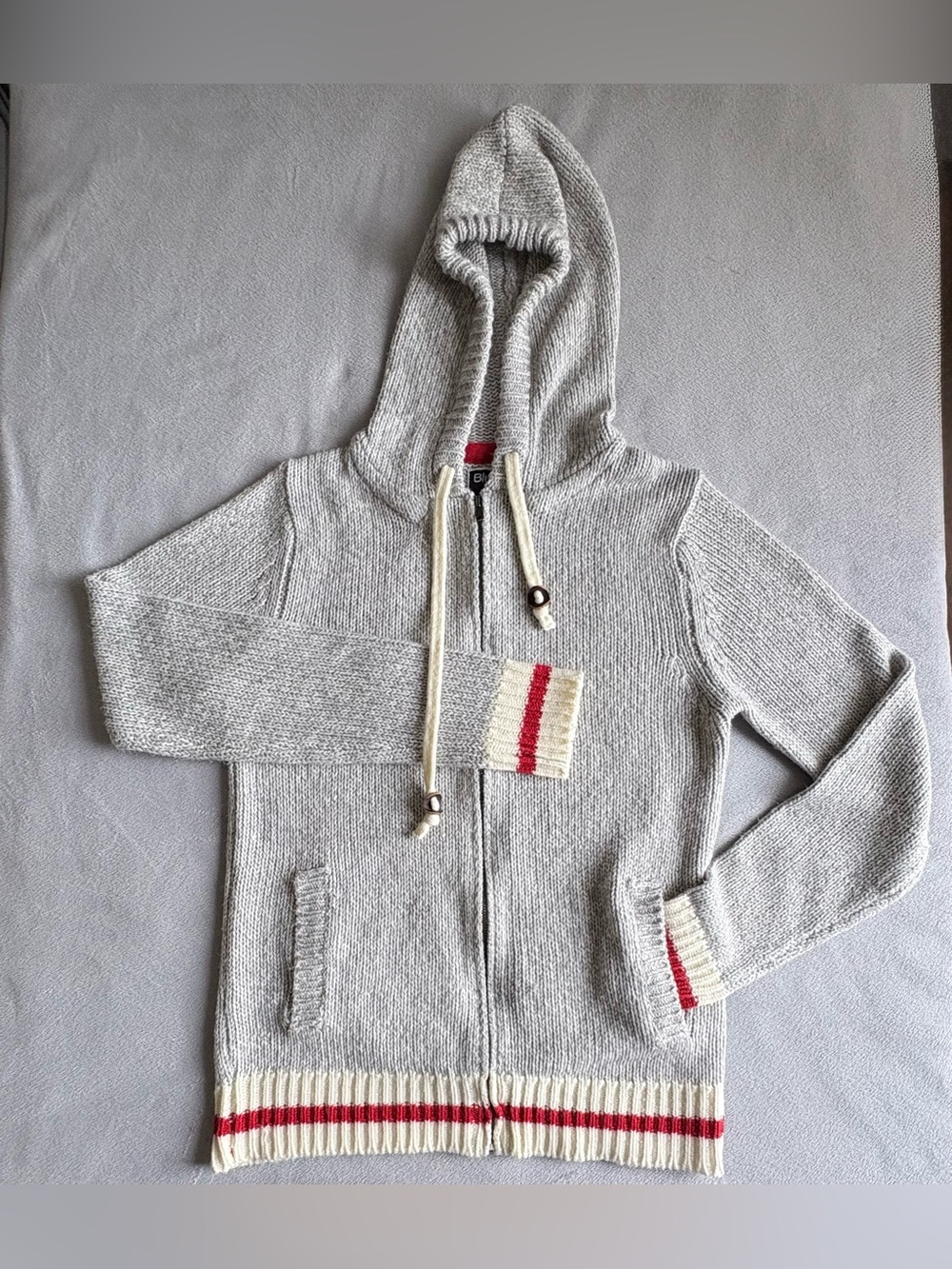 Bluenotes Light Grey - Men's Knit Cabin-Style Zip Hoodie